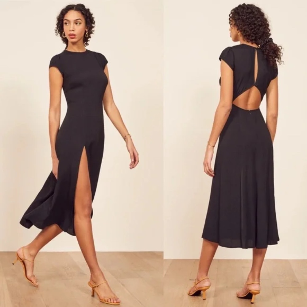 NWT Reformation Gavin Dress Navy Blue, Size 10